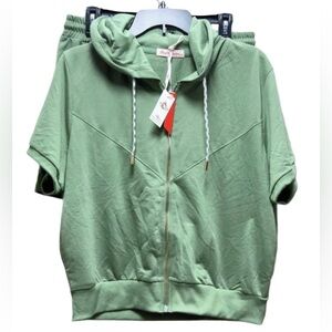 Red Marine Plus Size Women’s Green Short Sleeve Hoodie and Short Set size XL NEW